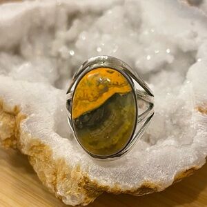 Bumblebee Jasper Solid Sterling Silver Ring 925 Size 8